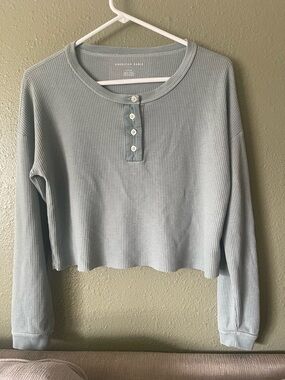 American Eagle Women's Waffle knit Henley Top